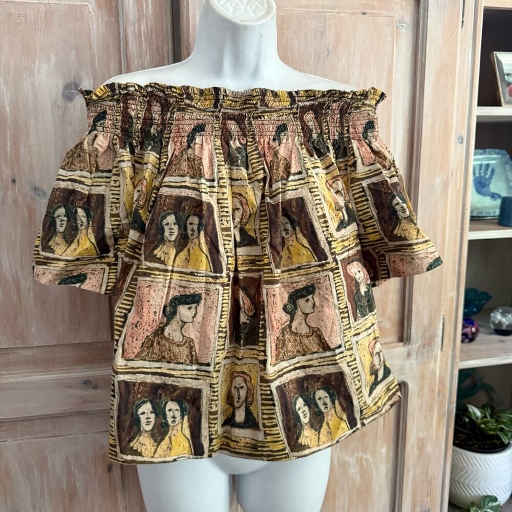Burberry Off the Shoulder Faces Shirt Top Women’s 8 - Picture 3 of 14